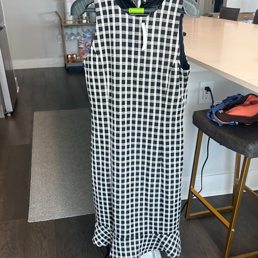 Ann Taylor Black and White Checkered Dress